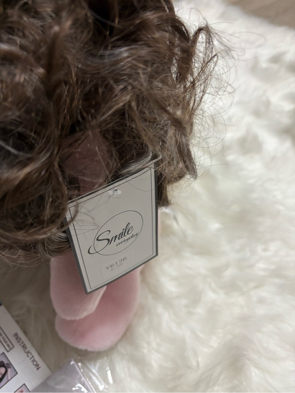 Short Curly Brown Wig with Natural Highlights - Picture 5 of 6